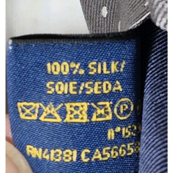 Polo Ralph Lauren 100% Silk Necktie Silver With White Polka Dots Made In Italy - Picture 4 of 8